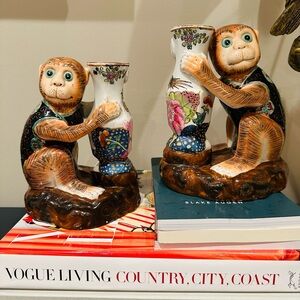 Tobacco Leaf Monkey Vase Set